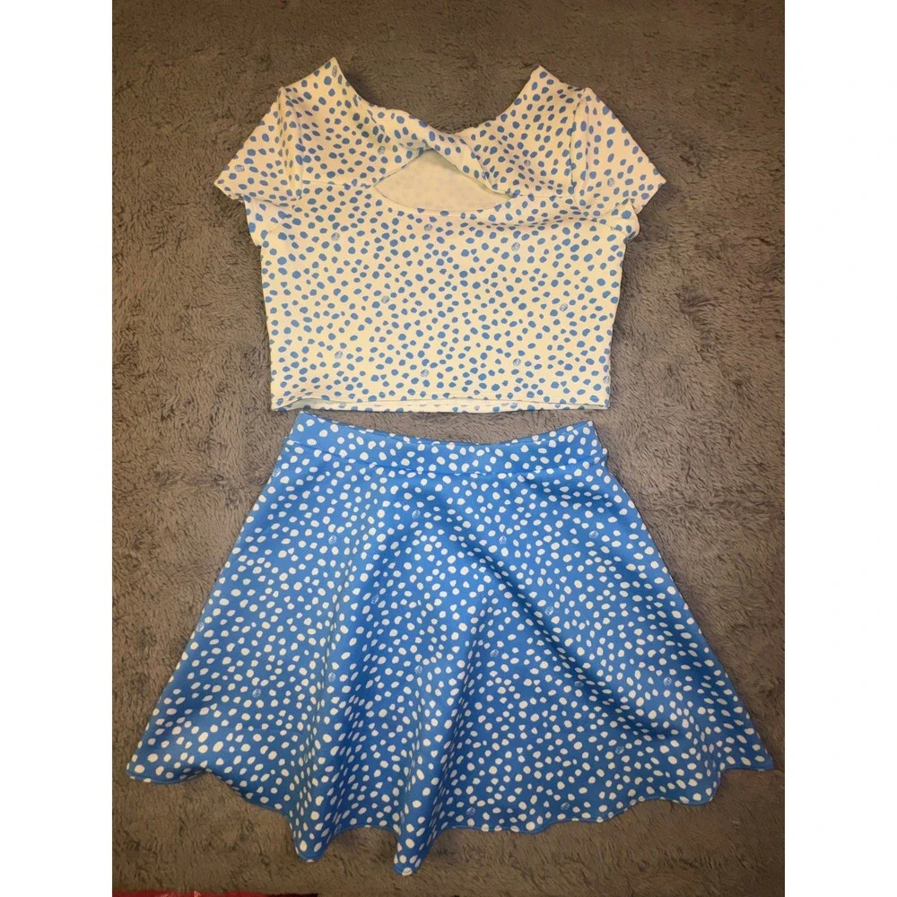 Lilly Pulitzer Girls 14 XL Thelma Set Polka Two Piece‎ Set Blue Skirt Top Dress